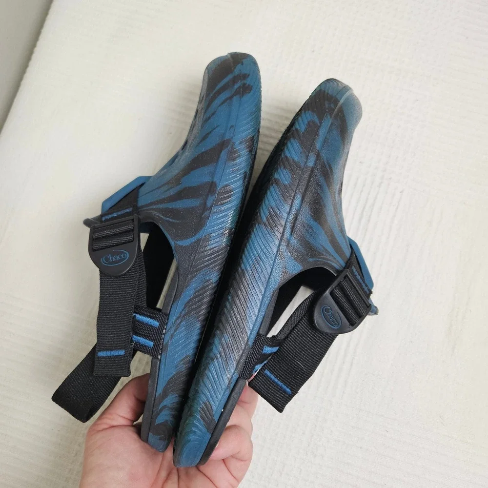 Chaco Chillo Clogs Men's 8 Blue‎ Black Swirl Slip On Lightweight Shoes Sandals